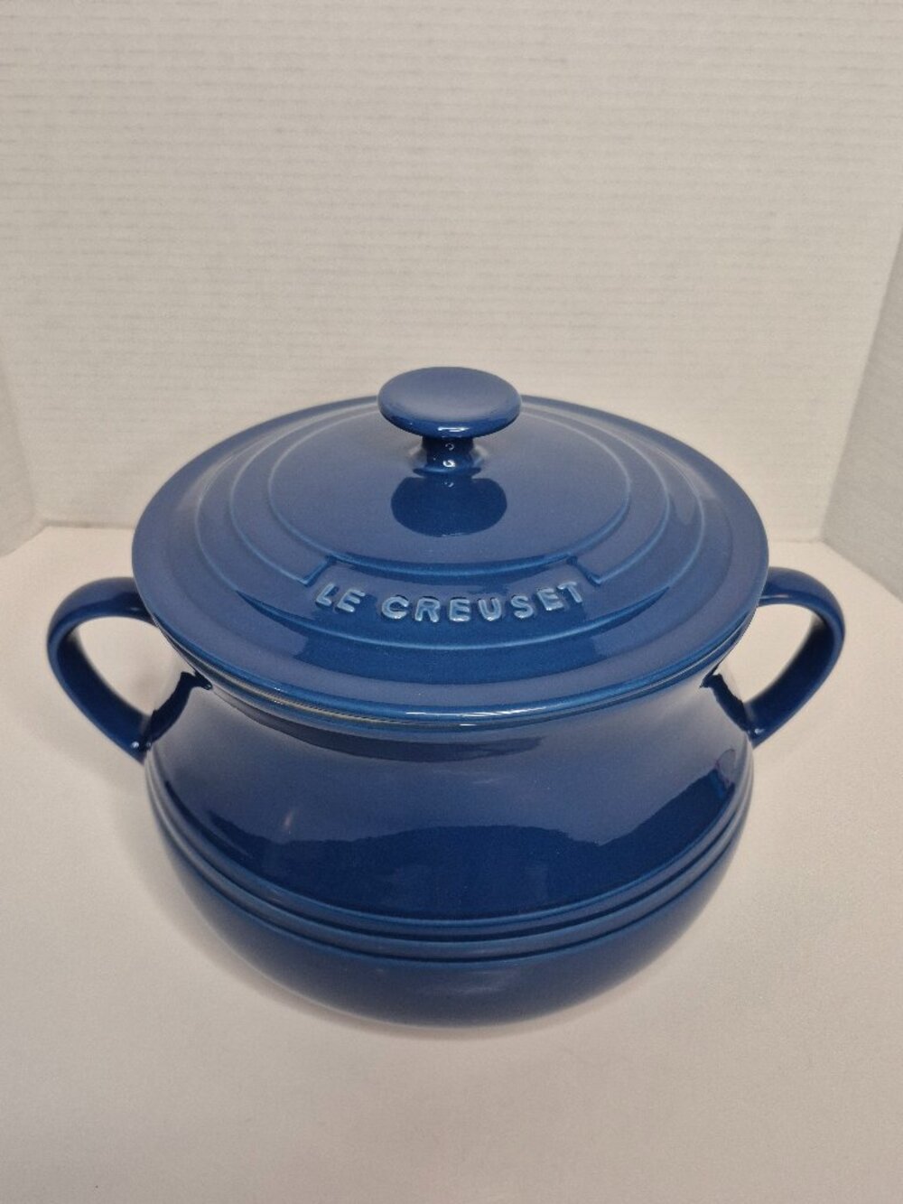 Le Creuset Bean Pot 4.5qt With Lid Blue Ceramic Glazed Lid Pottery
